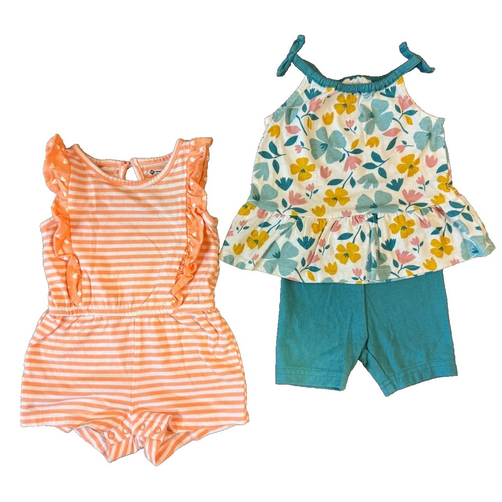 Baby Girl Summer Outfits 6/9 Months Shorts Shirts Floral Tank Romper Bundle Lot
